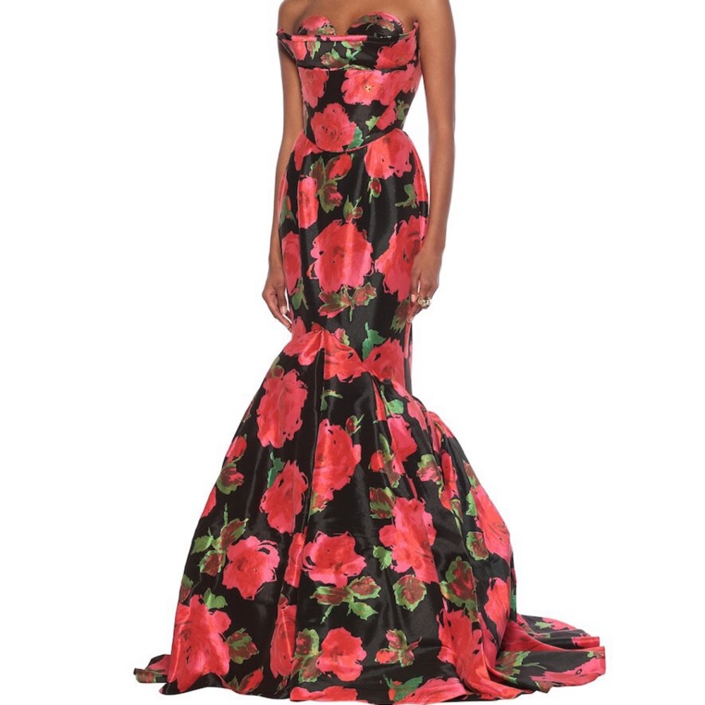 Richard Quinn Floral Satin Gown